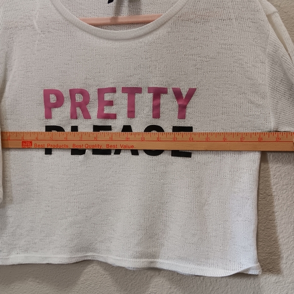 H&M Divided Crop Top Medium Loose Knit   Pretty Please White - Picture 5 of 11